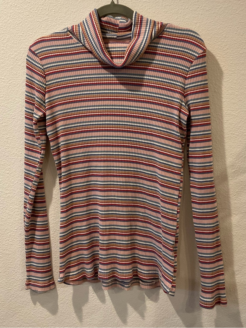 Weatherproof Multicolor Striped Ribbed Turtleneck